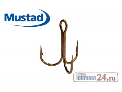 Крючки тройные Mustad Round Bend Treble 35647, цвет бронза, упаковка 10 шт.